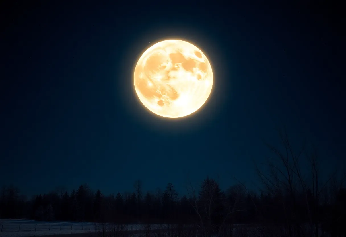 Supermoon in a clear winter sky