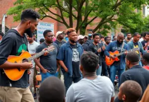 Community members engaging in empowerment activities at The Black Boy Narratives event.