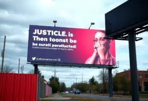 Billboard displaying advocacy message for fentanyl awareness.