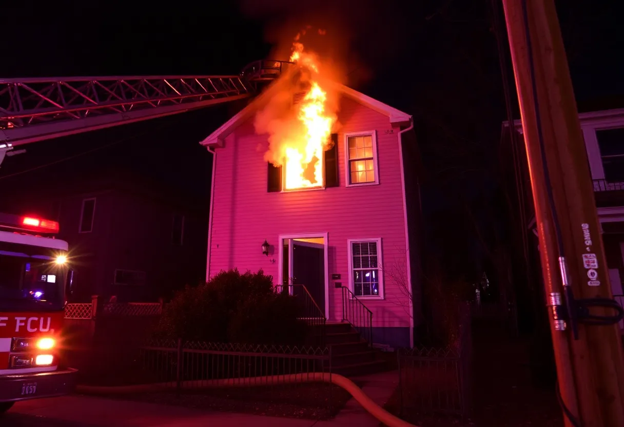 Firefighters battling a house fire in Louisville