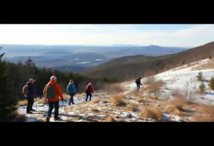 Hikers enjoying a guided hike on New Year's Day in a state park