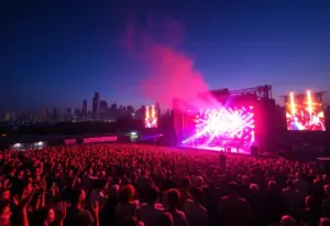 Stadium filled with fans during a music concert