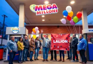 Celebration at a gas station for Mega Millions lottery win in Frankfort