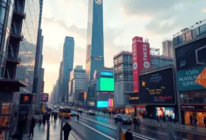 A futuristic representation of AI integration in society