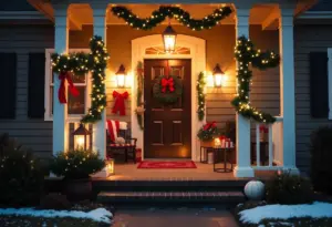 A home decorated for the holidays representing support for military families.