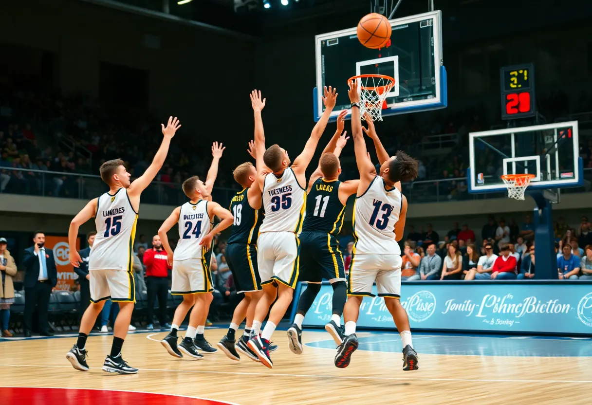 Harlem Globetrotters performing basketball tricks during their Centennial Tour