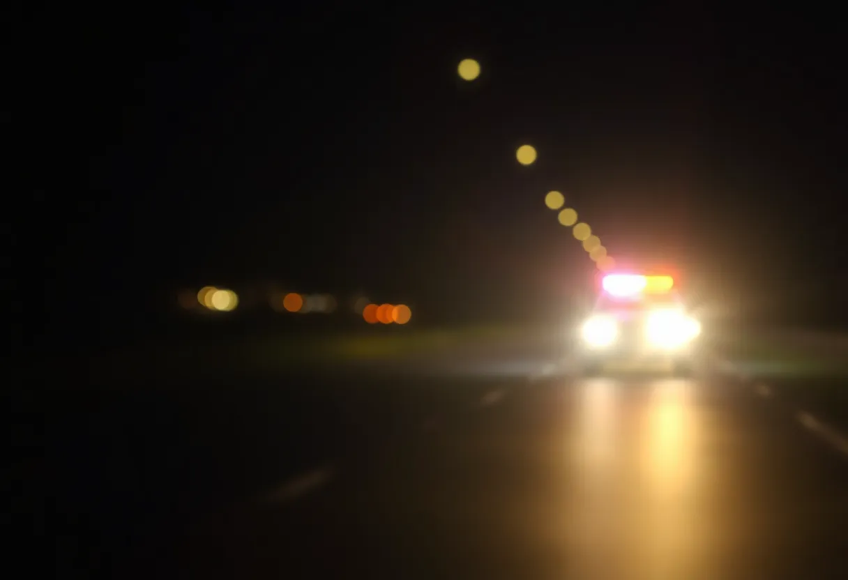 Dark highway scene depicting a hit-and-run incident