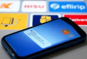 Smartphone displaying fraudulent delivery text message alerts.