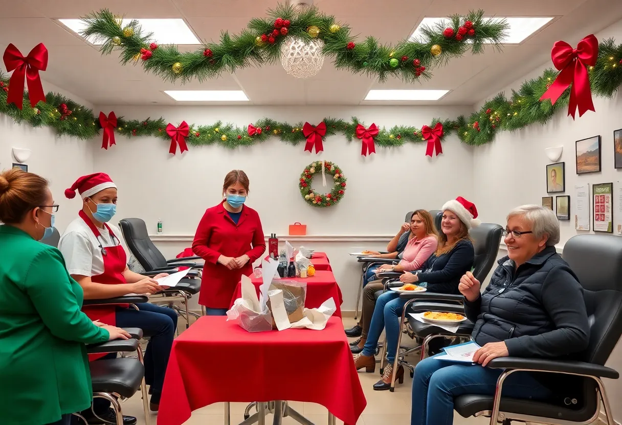 Participants at the Holiday Hero Donorama blood drive in Louisville