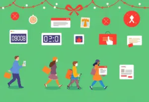Illustration of various tactics used by online retailers during holiday shopping