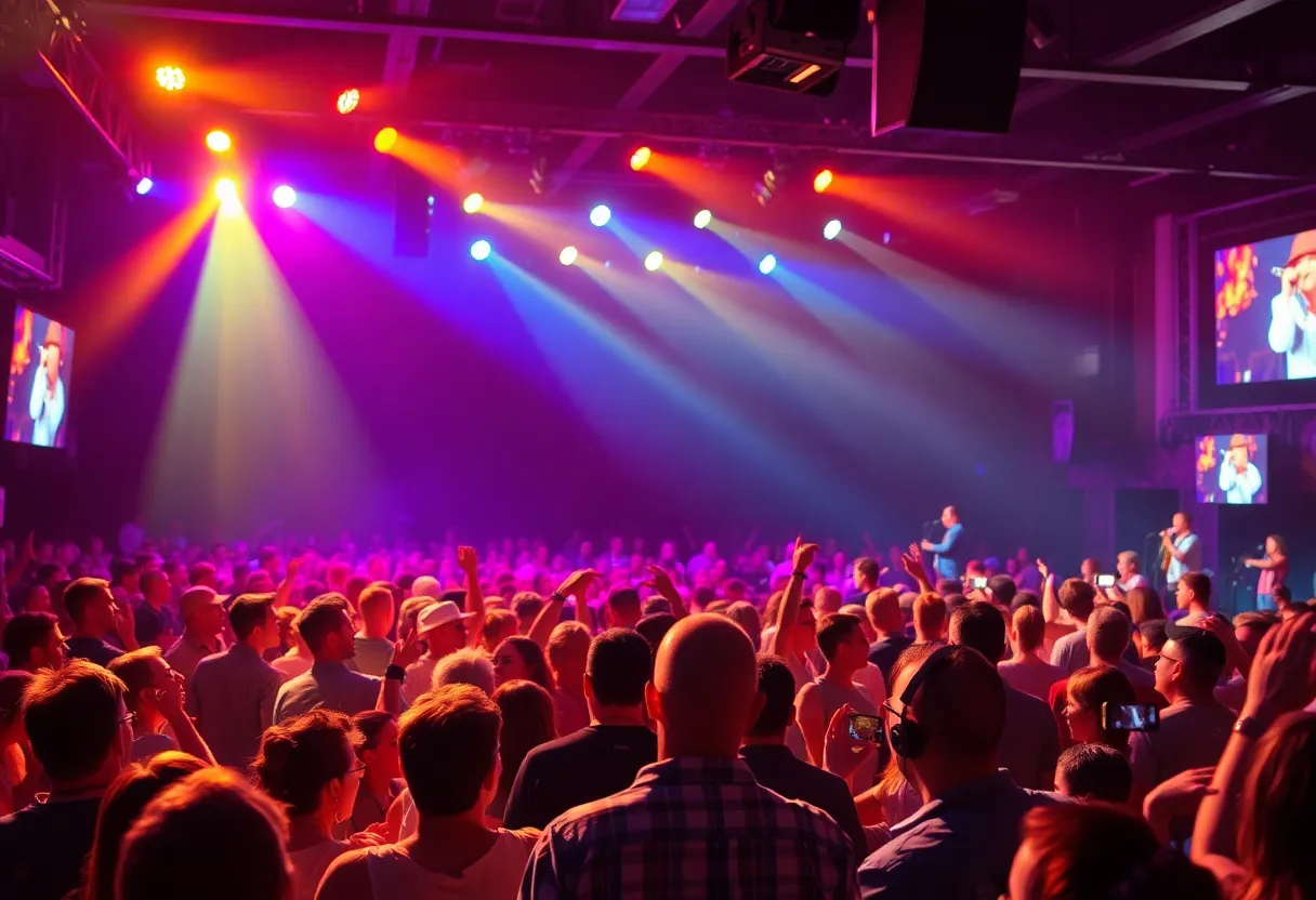 Audience cheering at a JD Shelburne concert at Mercury Ballroom