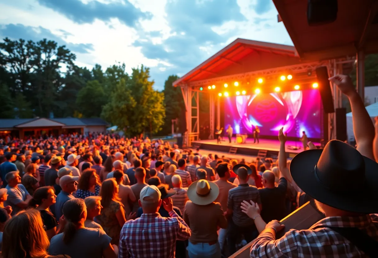 Outdoor concert featuring JD Shelburne with an eager crowd