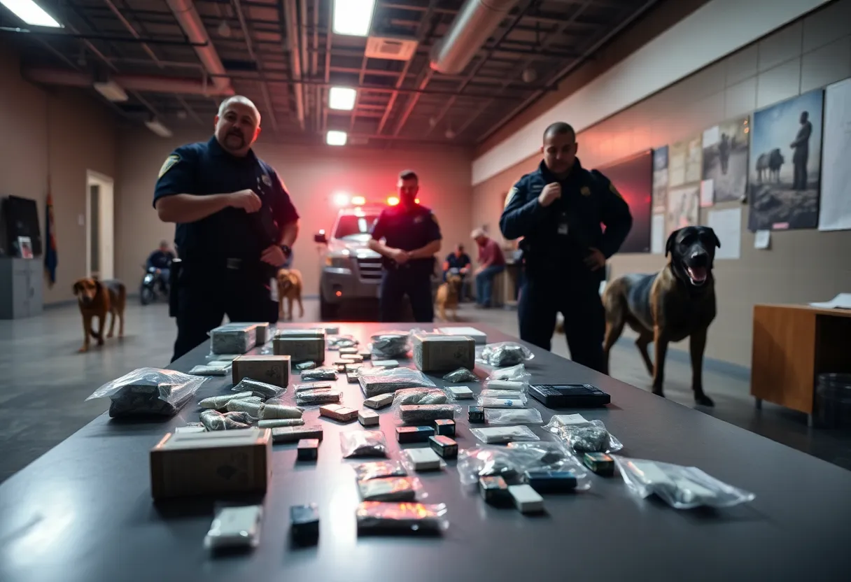 Law enforcement officers conducting a drug bust in Jefferson County