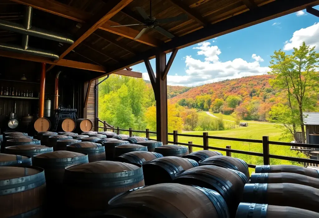 Bourbon barrels at Jim Beam Distillery in Kentucky