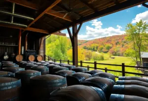 Bourbon barrels at Jim Beam Distillery in Kentucky