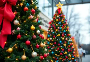 Christmas trees decorated for Jude's Jingle Tree campaign supporting Home of the Innocents