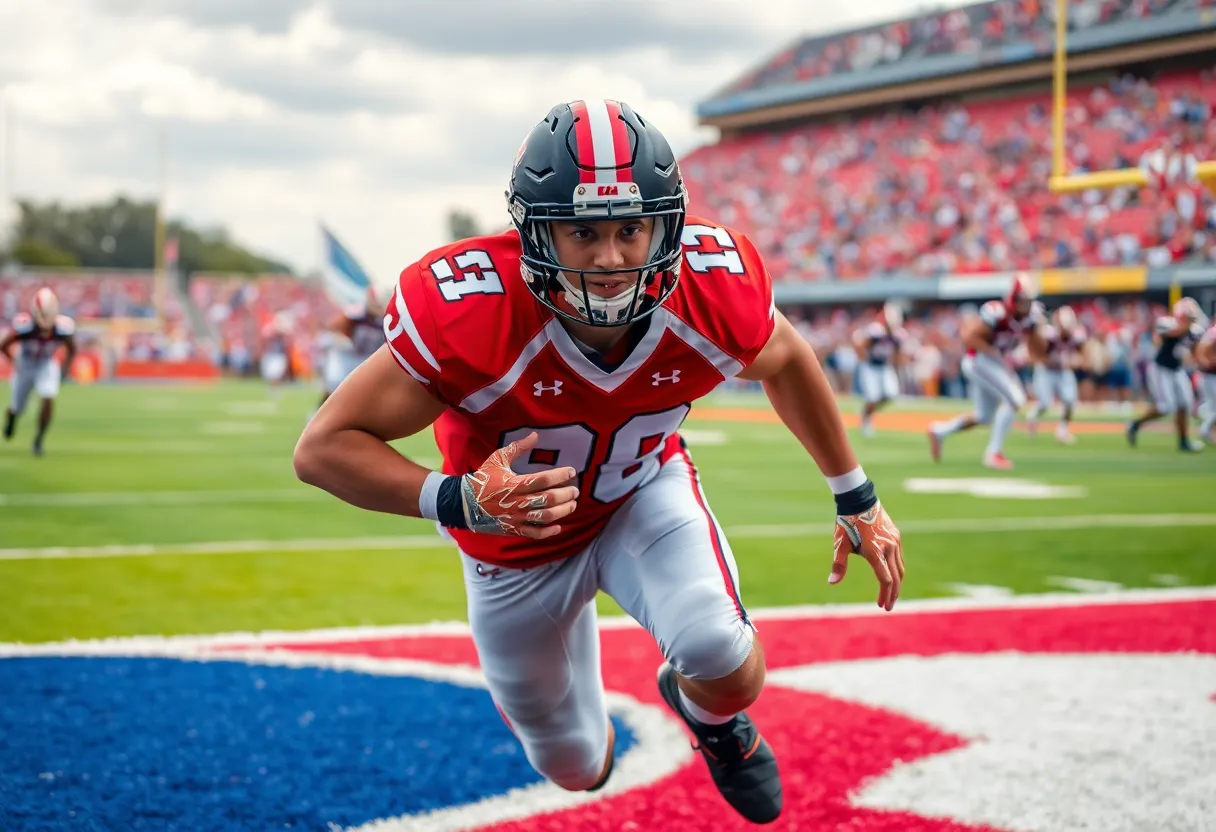 Linebacker in action on the football field