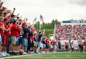 Football field with fans during recruitment event