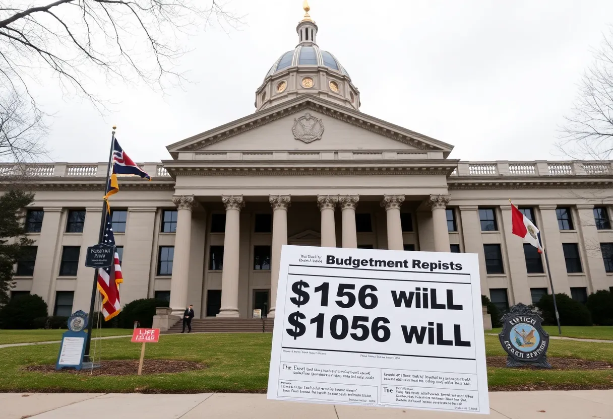 Government building with budget report showcasing Kentucky's budget plan