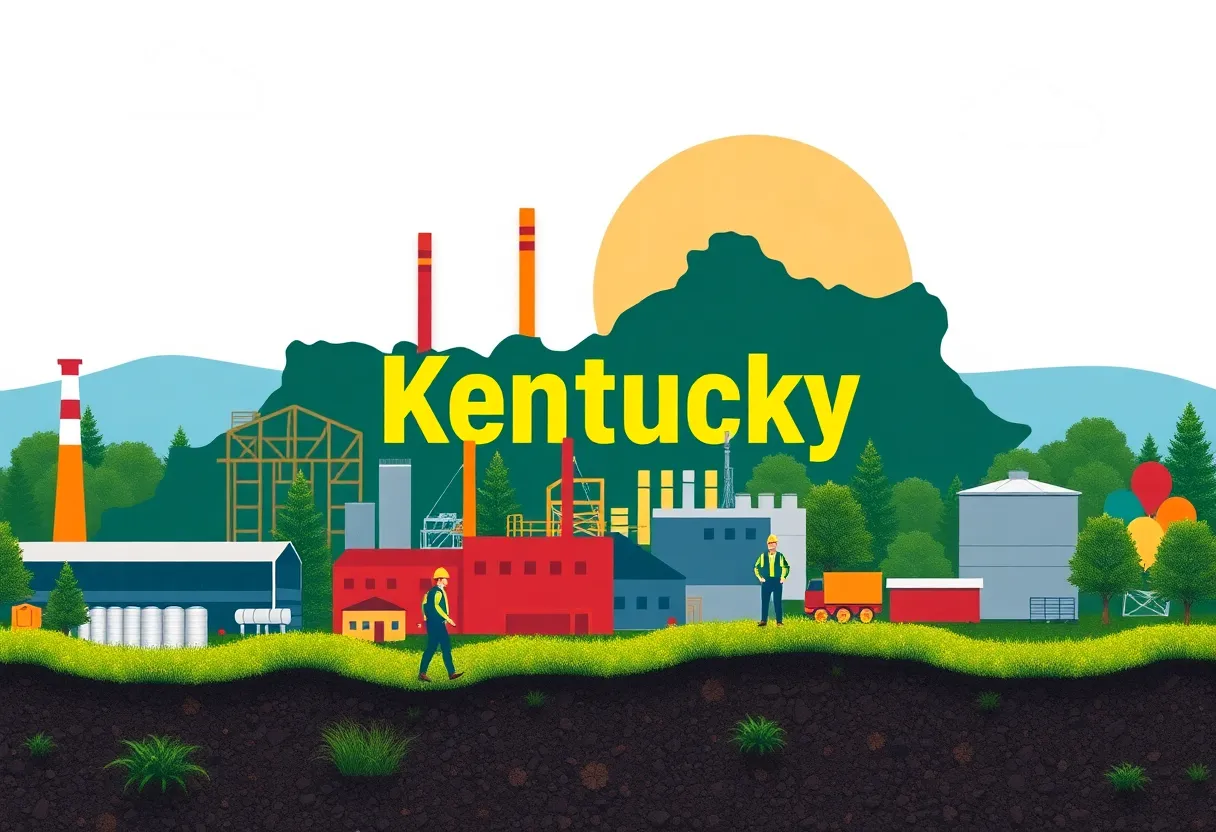 Illustration representing Kentucky's economic growth and job creation.