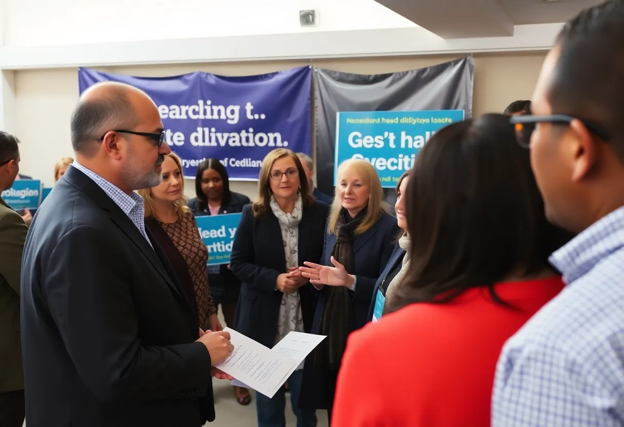 Community gathering discussing Kentucky Senate election.