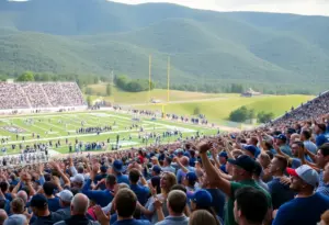 Fans cheering at a Kentucky Wildcats football game
