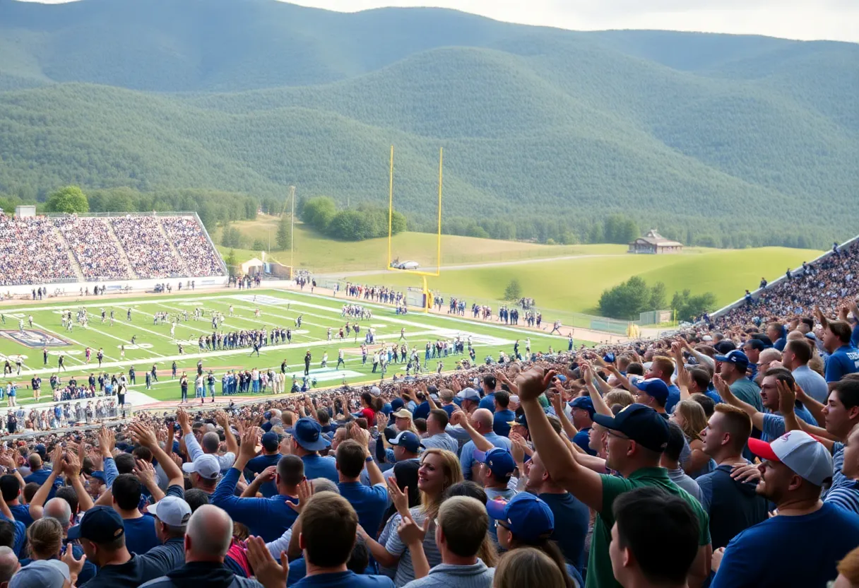 Fans cheering at a Kentucky Wildcats football game