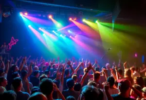 LAMPUS performing live at The Fox Den in Louisville with a lively audience.