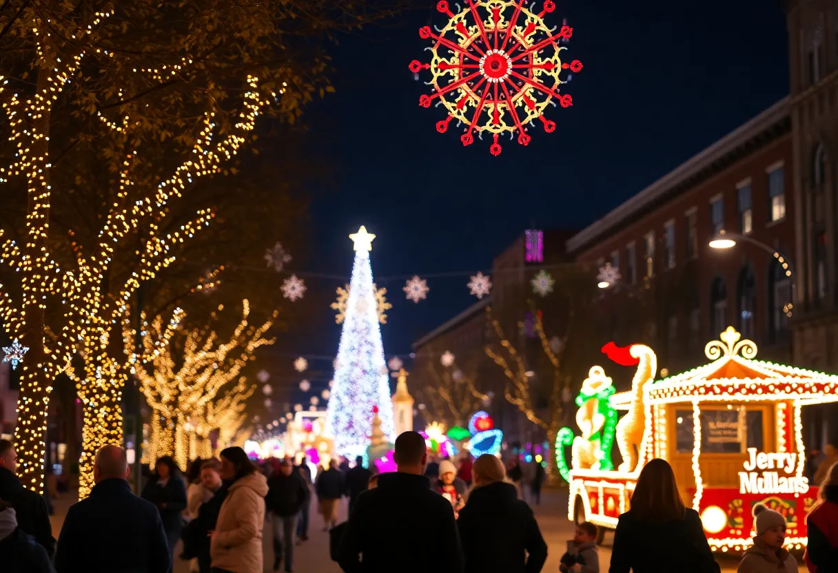 Colorful holiday lights at Light Up Louisville event