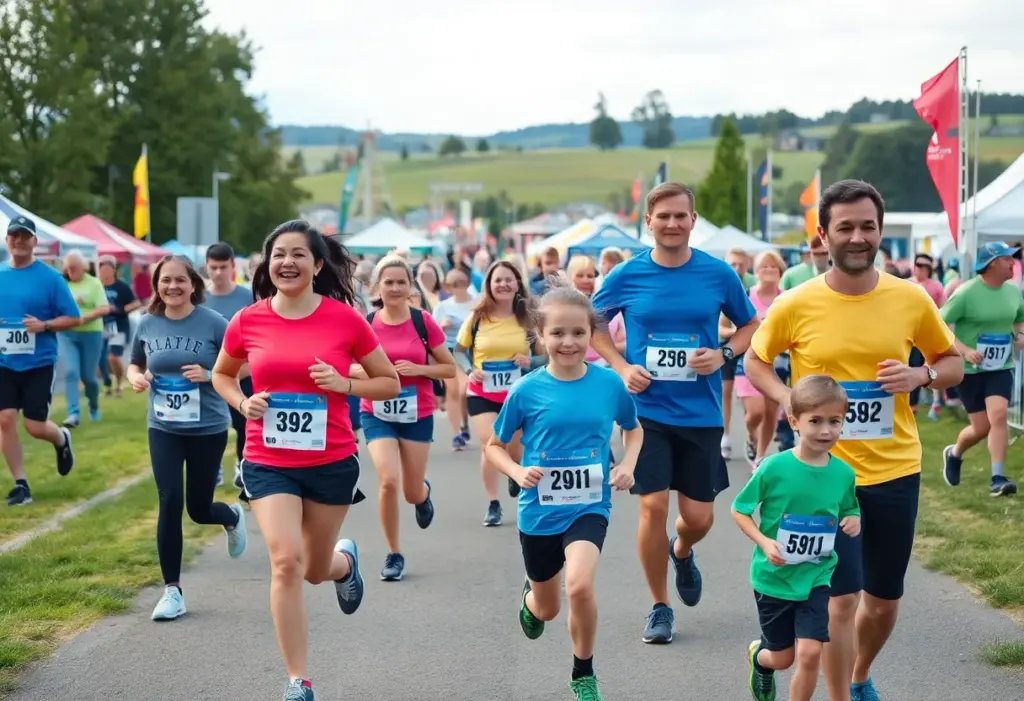 Families and runners at the Little Rooster Run in Glencoe.