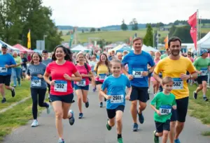 Families and runners at the Little Rooster Run in Glencoe.