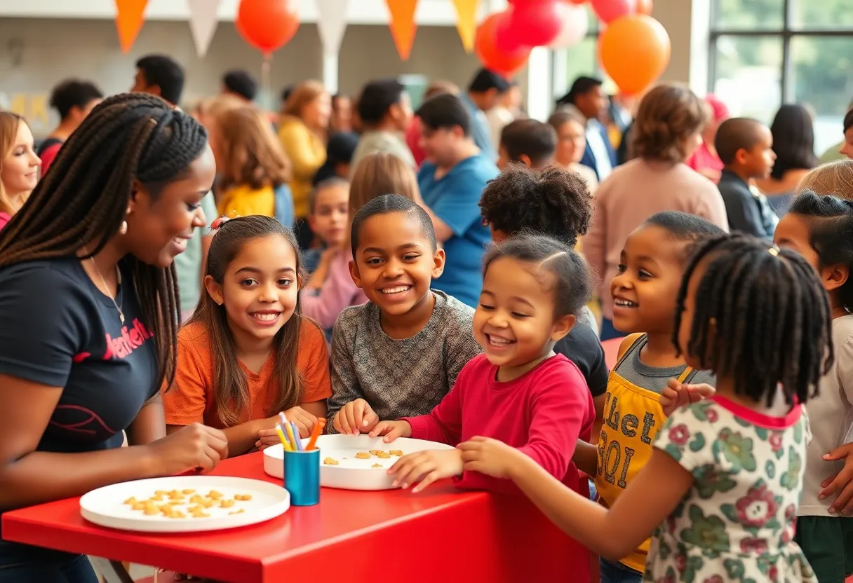 Families participating in the Louisville adoption drive event