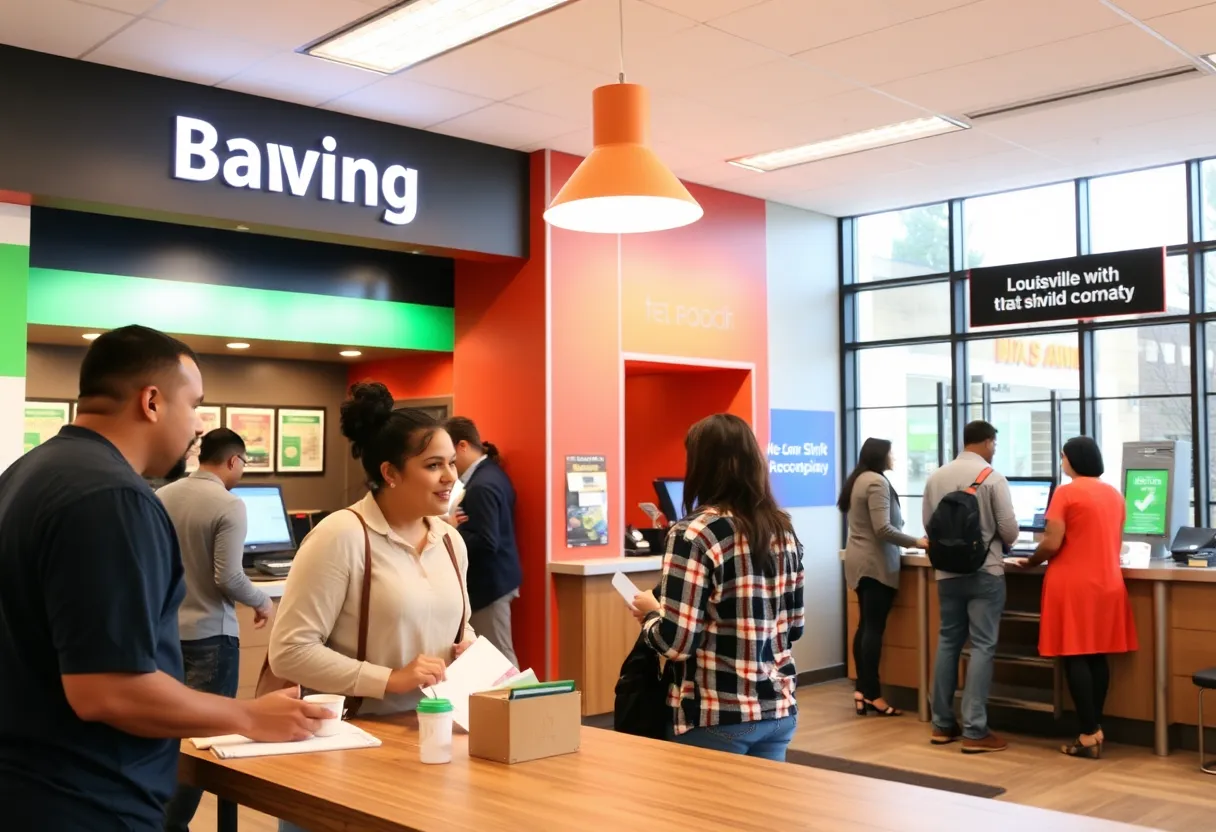 Modern banking scene in Louisville focusing on community involvement and leadership