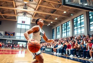 Basketball player in action during a game