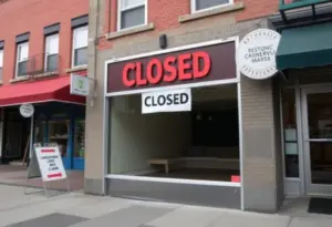 Closed storefront in Louisville neighborhood