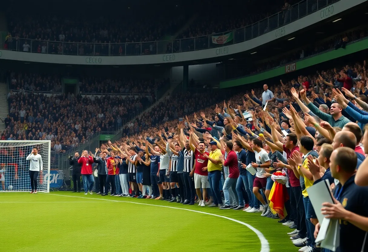 Crowd at Louisville City FC match with gold coin promotion