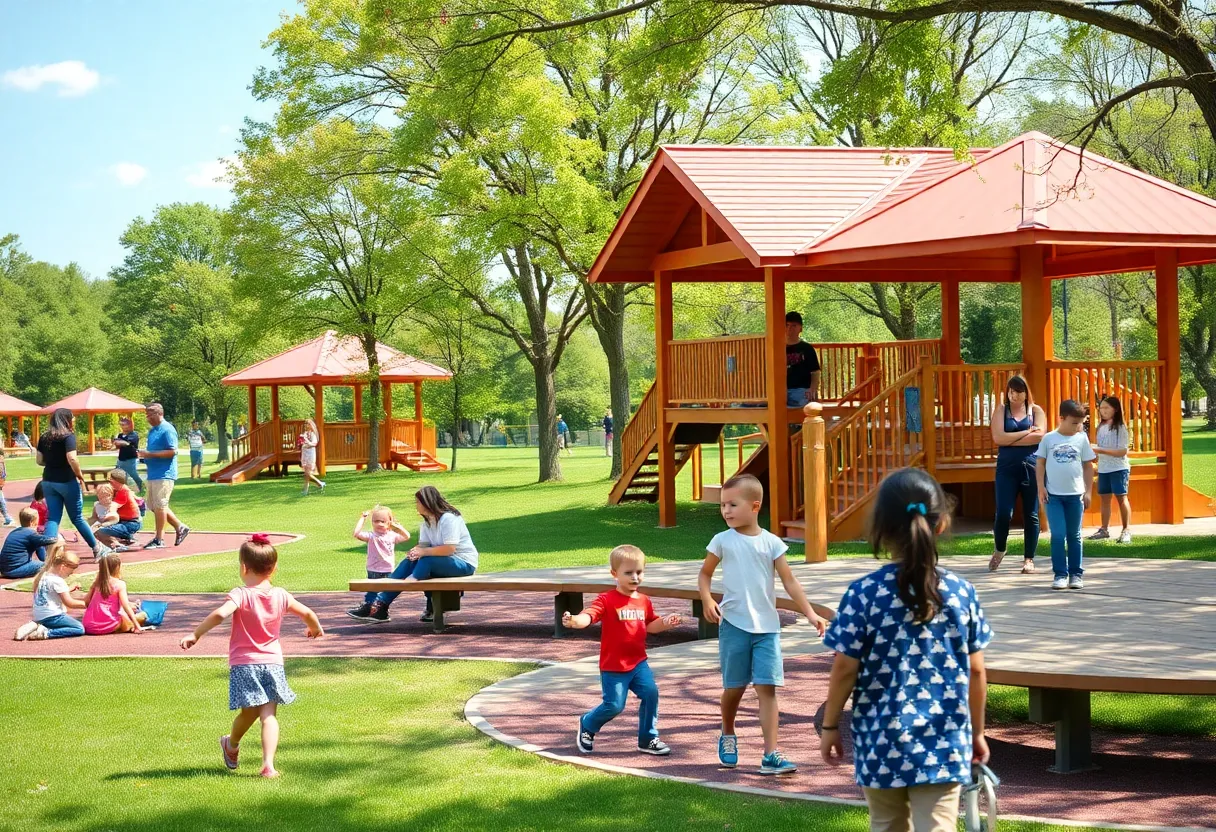 Families and individuals enjoying a community park in Louisville