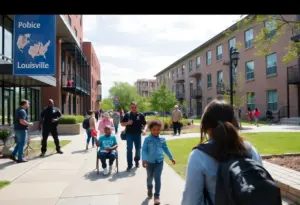 Community members in Louisville enjoying public spaces and safety initiatives.