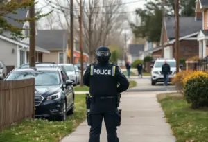 Scene depicting neighborhood safety and police presence in Louisville.