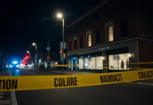 Police lights at a crime scene in Louisville
