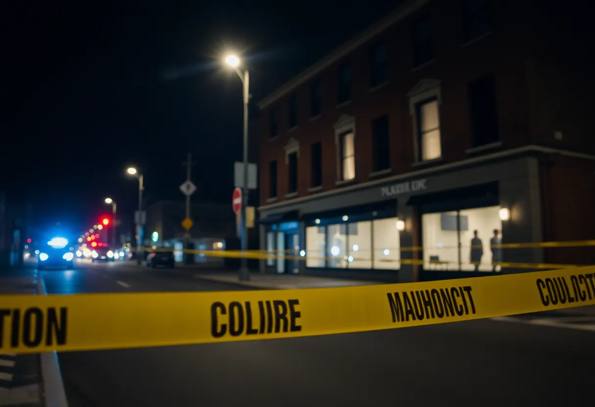 Police lights at a crime scene in Louisville
