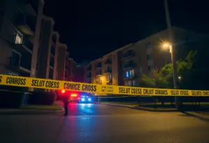 Crime scene at an apartment complex in Louisville