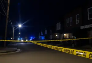 Police investigation at a crime scene in Louisville