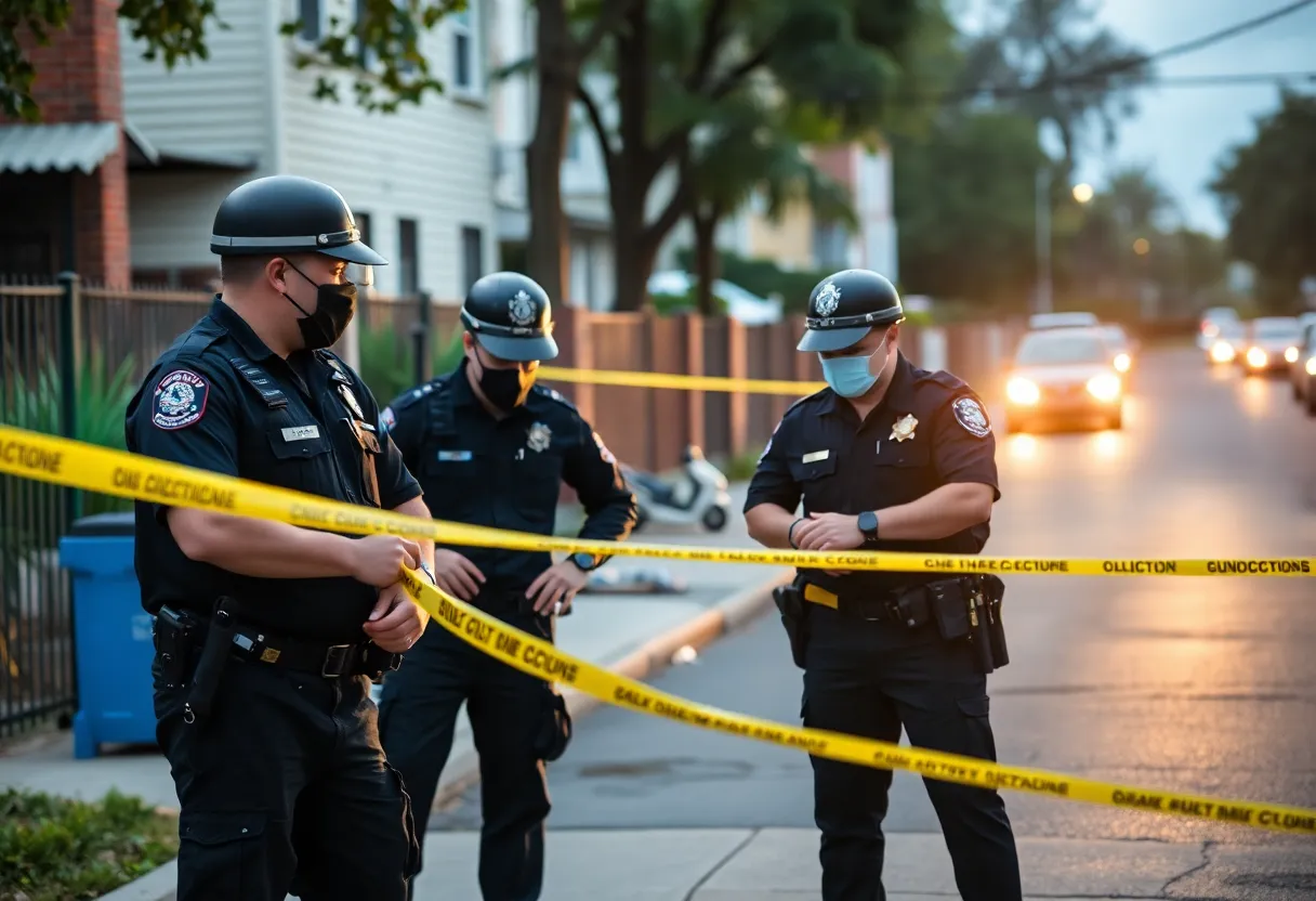 Police officers at a crime scene in Louisville