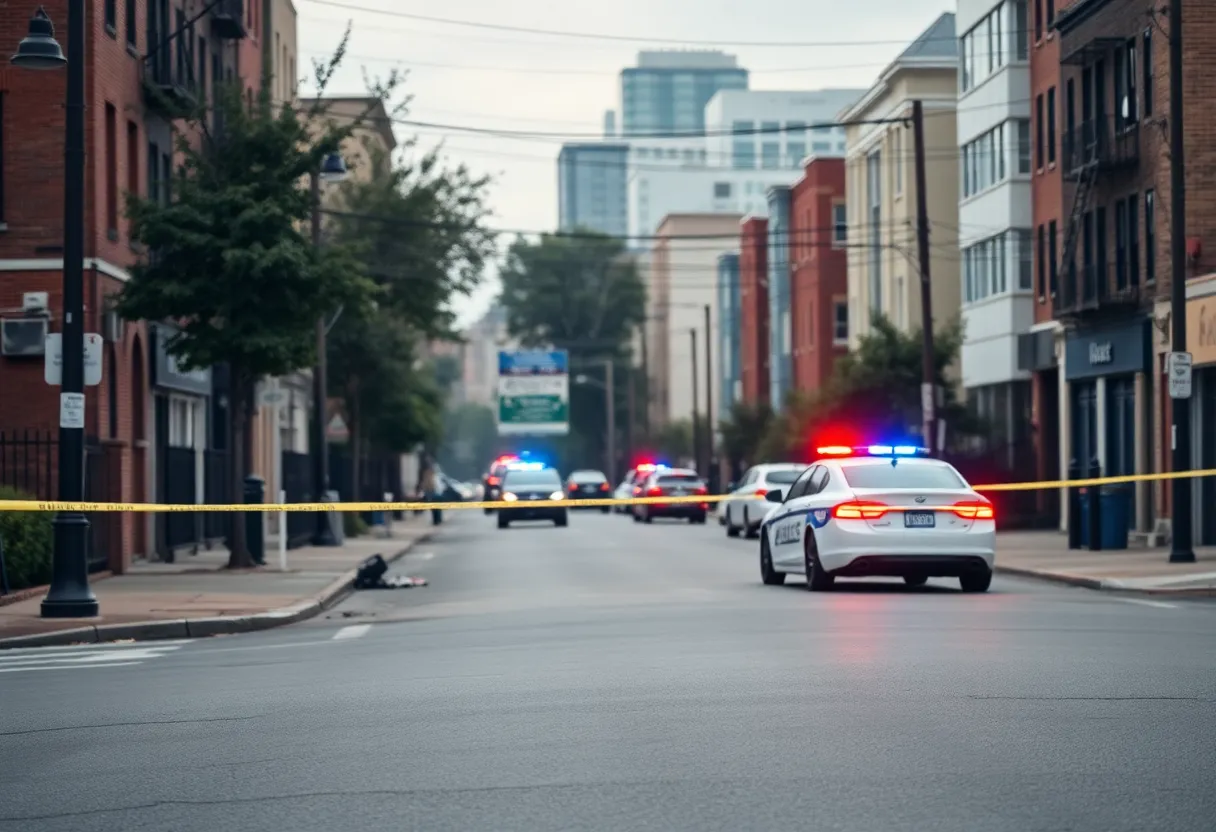 Police car at a crime scene in Louisville