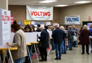Voters participating in early voting in Louisville