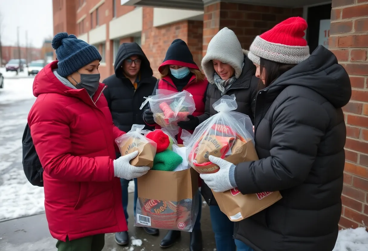 Volunteers setting up emergency shelters in Louisville during extreme cold