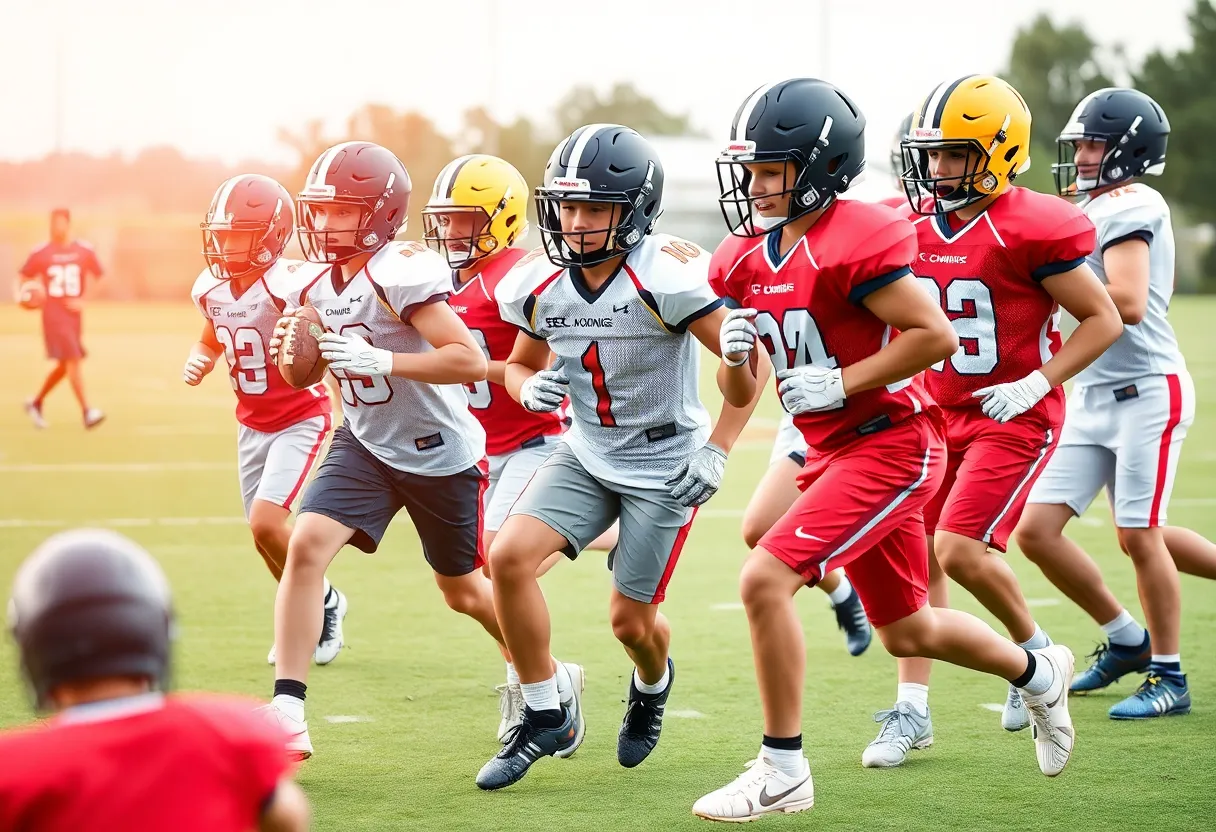 Louisville Football recruits training on the field