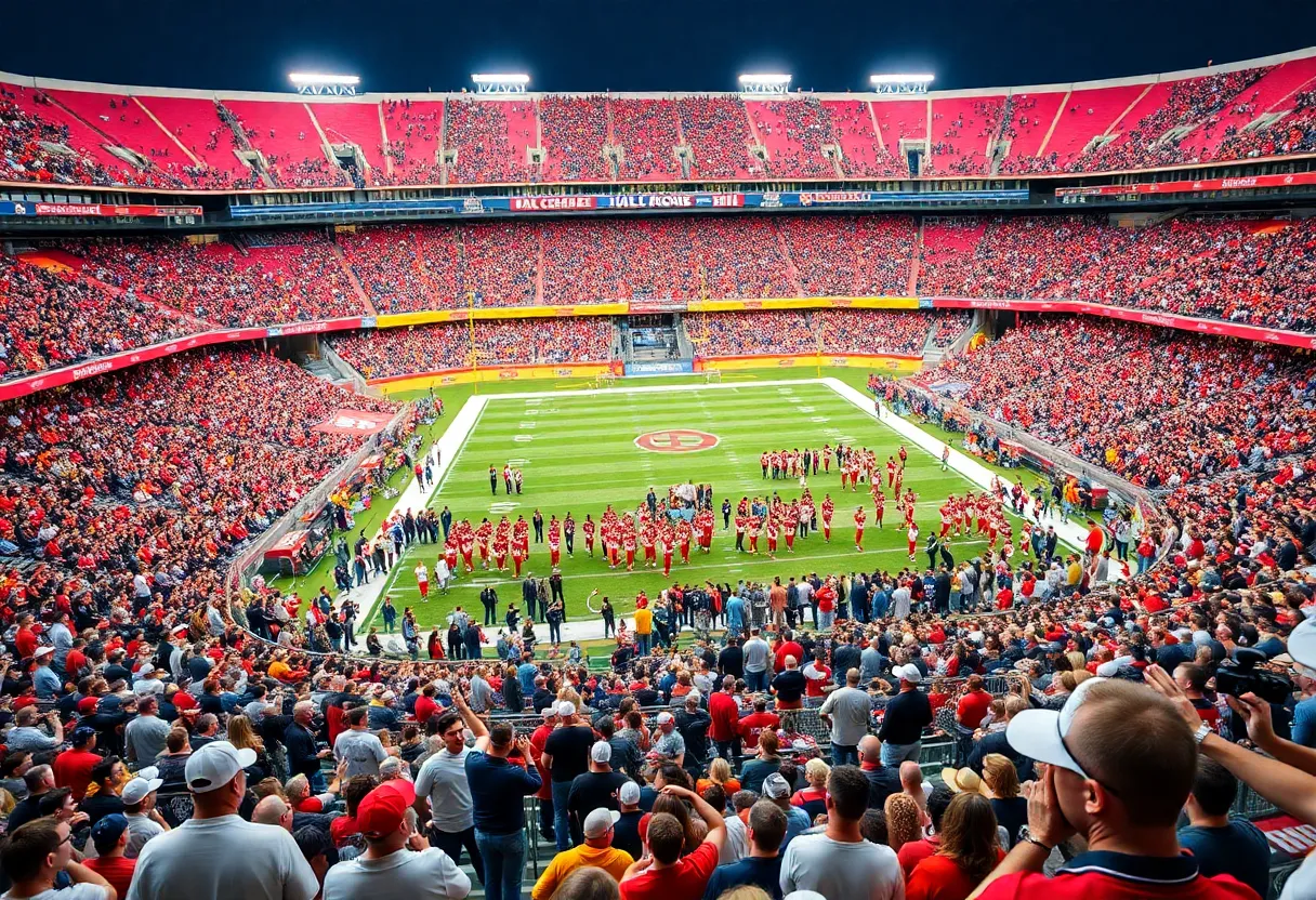 Louisville football stadium with fans cheering