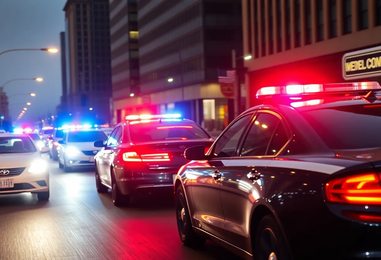 Police pursuit in Louisville city streets.
